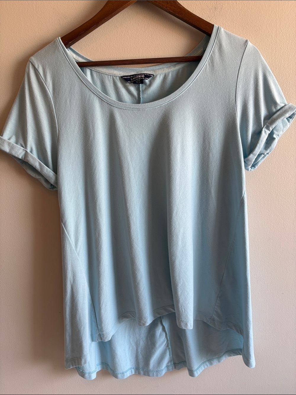 Lands’ End 14-16 Blue Cotton Modal High Low Relaxed Tunic Top